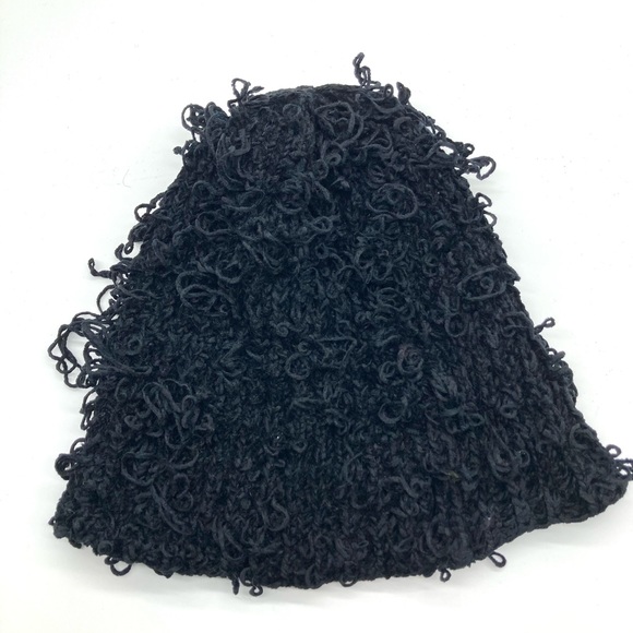 Charter Club Black Curly Yarn Beanie Hat - Picture 2 of 7